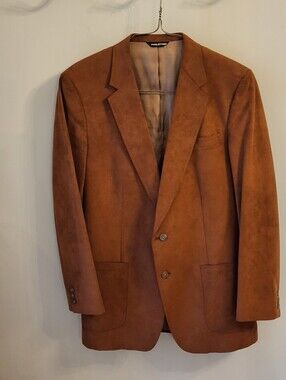 Halston 70s Halsuede 44L Blazer Rust Brown